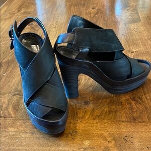 RAG & BONE Black Nubuck Platform Sandal 7